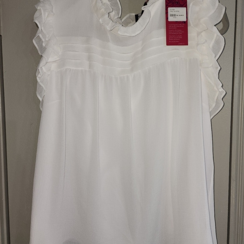 AUGUSTINE Beautiful White Ruffle Sleeve Blouse So Romantic Chic